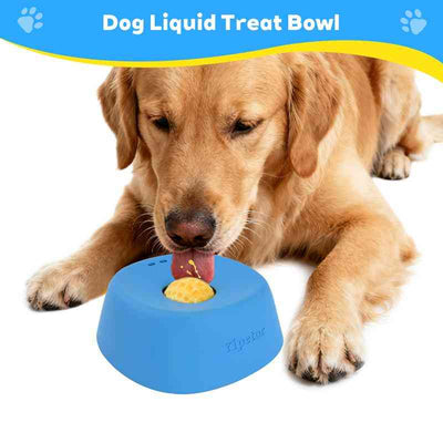 Slow Feeder Dog Bowls for Liquid Treat, [Built - in Rolling Ball] No Spill Bone Broth Dog Licking Bowl - PAWFY