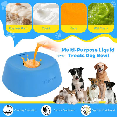 Slow Feeder Dog Bowls for Liquid Treat, [Built - in Rolling Ball] No Spill Bone Broth Dog Licking Bowl - PAWFY